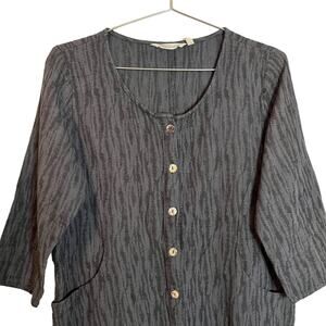 Soft Surroundings Womens Ellis Tunic Shirt Gray Black Print Scoop Neck M